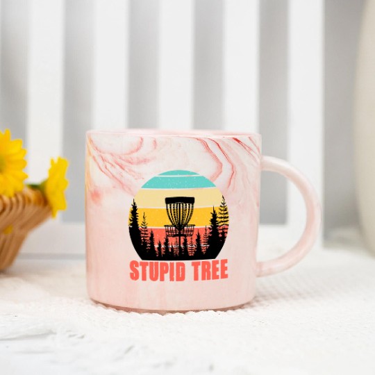 Disc Golf Funny Stupid Tree Retro Disc Golf Gift Marble Mugs
