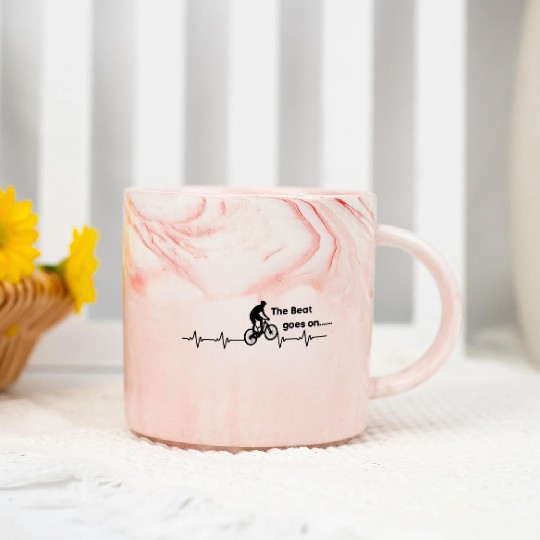 Cycling Heartbeat Marble Mugs- Bicycle Love Biking