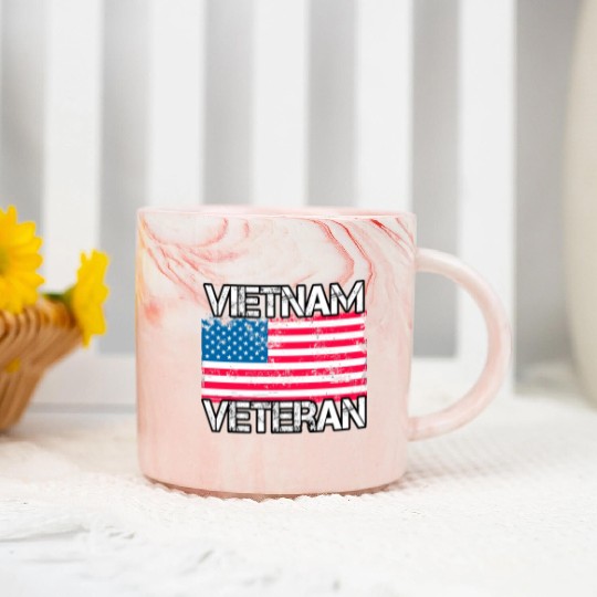 Vietnam Veteran Vintage Us Flag Military Vet Marble Mugs