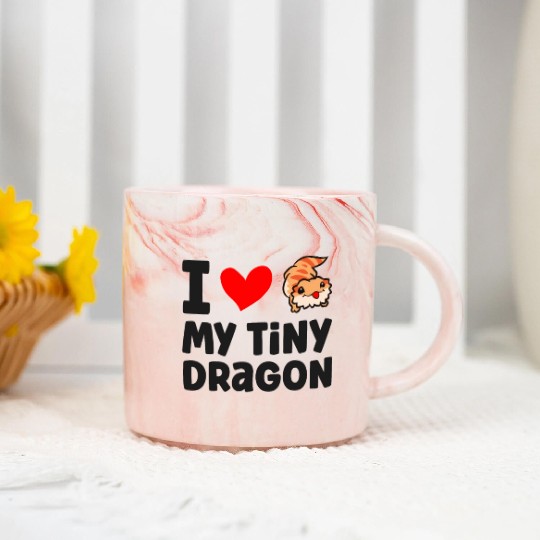I Love My Tiny Dragon Reptile Pogona Lizard Marble Mugs
