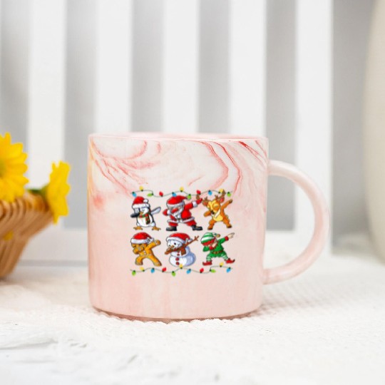 Dabbing Santa Elf Friends Christmas Boys Girls Men Marble Mugs