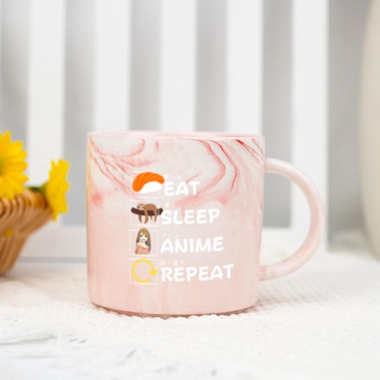 Eat Sleep Anime Repeat Marble Mugs, Anime Manga