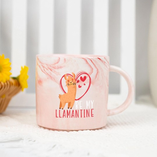 Valentines Day Hearts Day Cupid Love Llama Lover Marble Mugs
