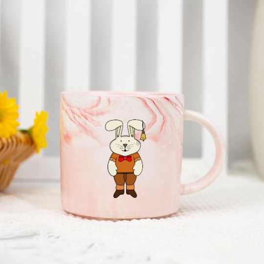 Bunny with a bell in his ear Marble Mugs
