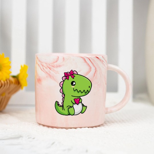 Big sister cute dino siblings boy girl heart love Marble Mugs
