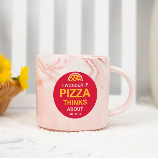 pizza thinks about me Marble Mugs
