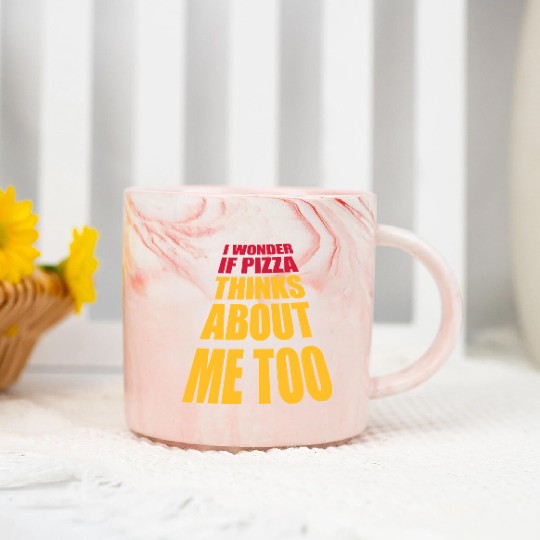 pizza thinks about me Marble Mugs