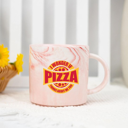 pizza thinks about me Marble Mugs