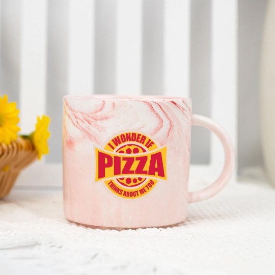 pizza thinks about me Marble Mugs
