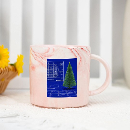 Christmas Blueprint Christmas Tree Blueprint Marble Mugs