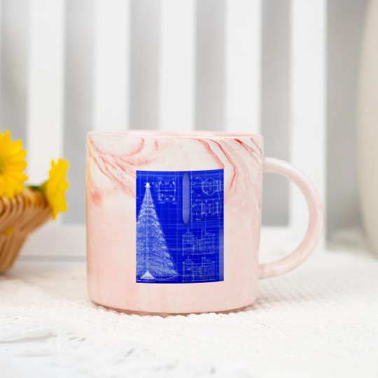 Christmas Blueprint Christmas Tree Blueprint Marble Mugs
