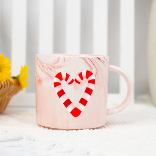 Candy Cane Hearts Marble Mugs Christmas Xmas Holidays