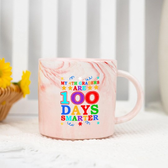 100th Day 4th Grade Teacher 100 Days Of School Marble Mugs