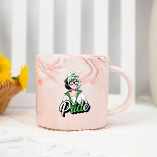 Demiromantic Pride Cool Anime Girl Demiromantic Fl Marble Mugs