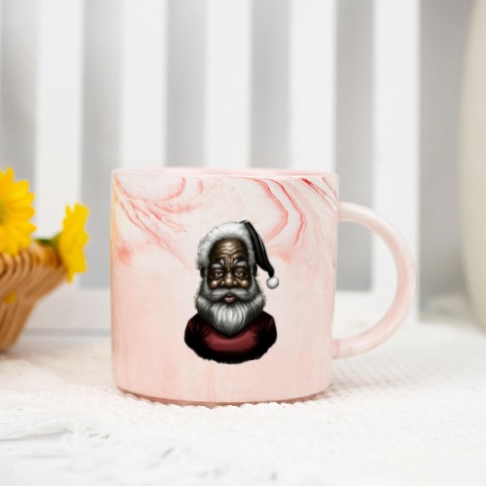 Black Santa, African American Santa Claus Marble Mugs