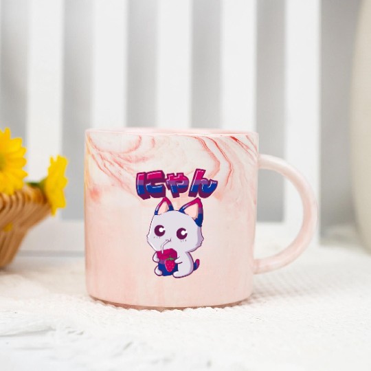 Bisexual Pride Bi Kawaii Cat Strawberry Milk Bisex Marble Mugs