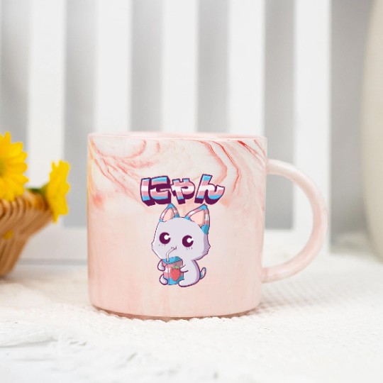 Transgender Pride Kawaii Cat Strawberry Milk Trans Marble Mugs