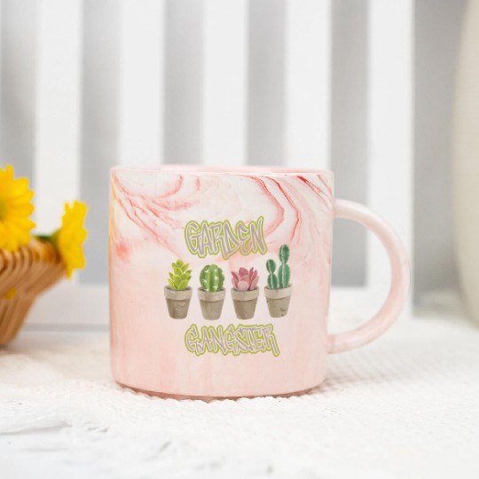 Garden Gangster Flower Enthusiast Marble Mugs