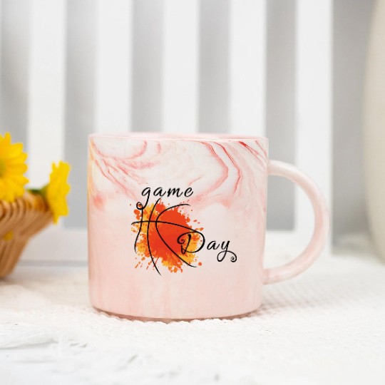 Game Day Basketball Lightning Bolt Marble Mugs