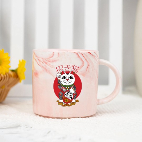 Maneki Neko Marble Mugs