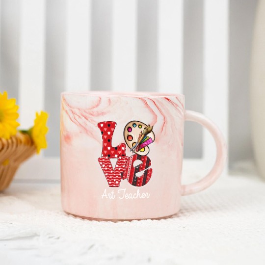 LOVE Art Teacher Valentines Day Teacherlife Marble Mugs