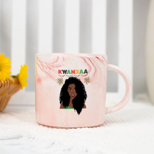 Happy Kwanzaa African Pride Black Woman Marble Mugs