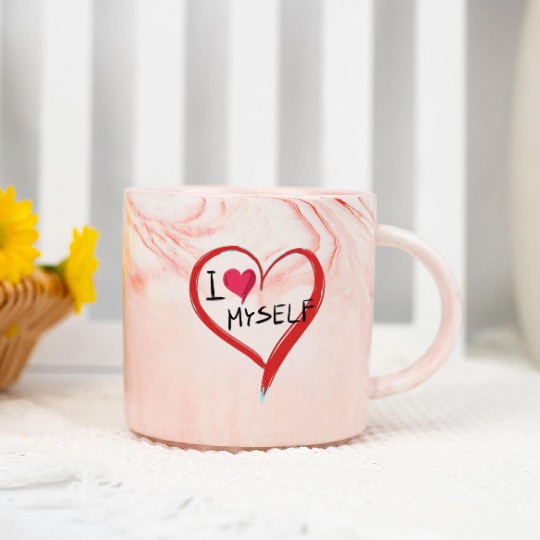 i love me heart text icon shape Marble Mugs