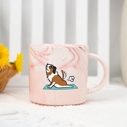 Saint Bernard Yoga Pose Marble Mugs