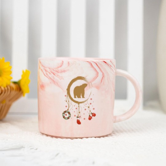 Winter dreamcatcher Christmas Polar bear Marble Mugs