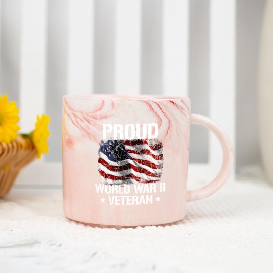 World War 2 Veteran Military Veteran USA Flag Marble Mugs