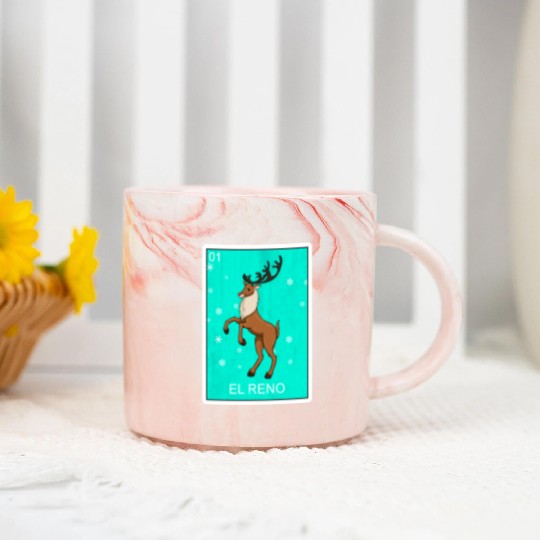 El Reno Reindeer Card Mexican Lottery Christmas Marble Mugs