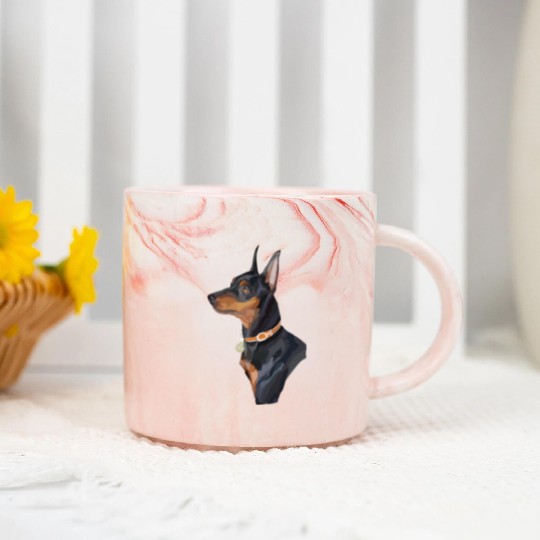 Cute Miniature Pinscher Dog Watercolor Painting Marble Mugs