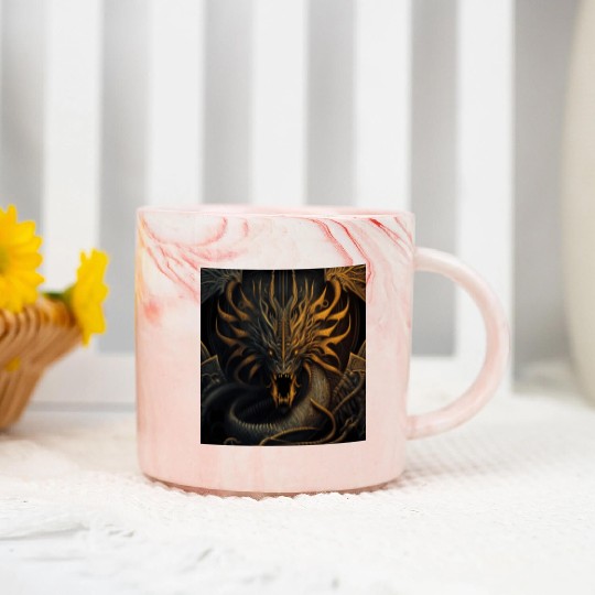 Dark fantasy dragon cover version 2 Marble Mugs