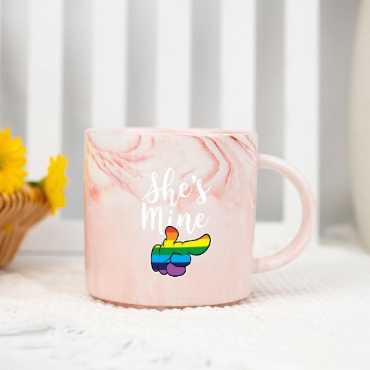 Matching Lesbian Couple She's Mine Part2 Marble Mugs
