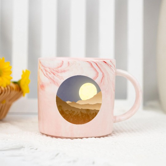 Nightscape with full moon Marble Mugs