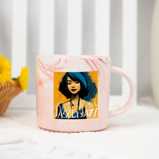 Jazz girls, jazz painting with beautiful girls Marble Mugs