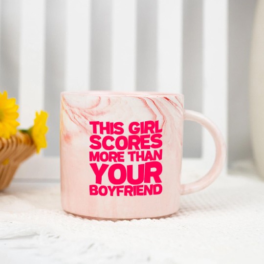This Girl Scores More Than Your Boyfriend Marble Mugs