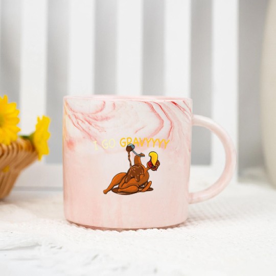 Thanksgiving I Go Gravy Thankful Turkey Marble Mugs