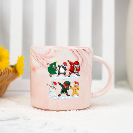 Dabbing Santa Elf Friends Funny Christmas Dabs Marble Mugs