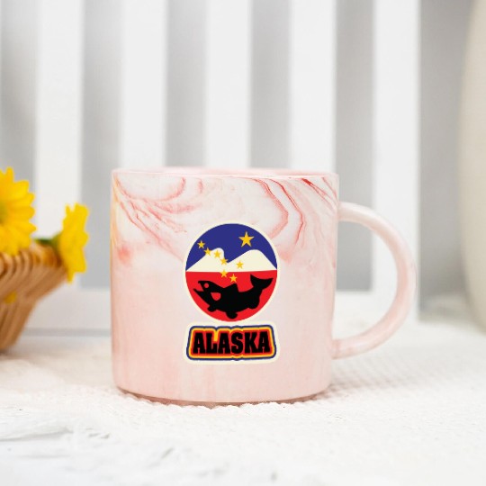 US States ALASKA Marble Mugs