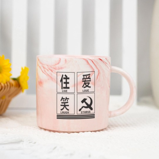 Socialist Marble Mugs, Live Love Laugh Starve Funny Marble Mugs