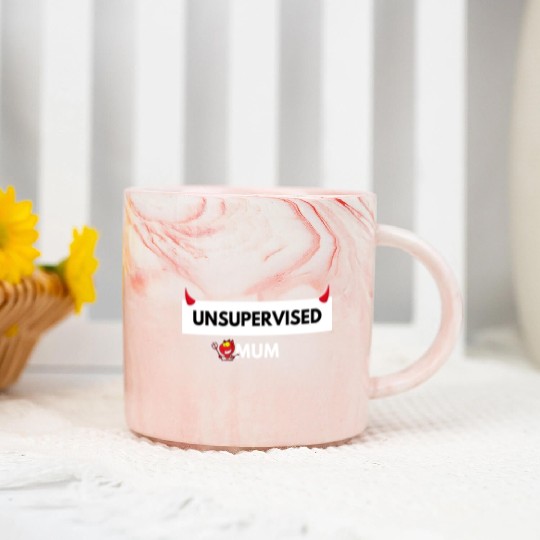 UNSUPERVISED MUM FUNNY CUTE DESIGN Marble Mugs