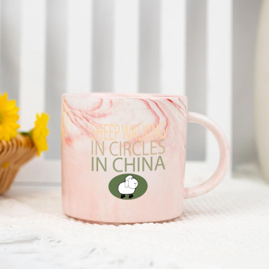 SHEEP WALKING IN CIRCLES IN CHINA Marble Mugs