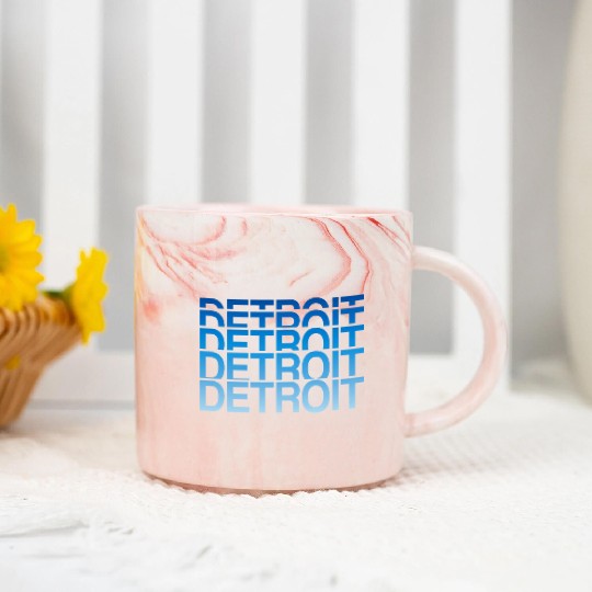 Stacked Detroit Michigan Text Marble Mugs