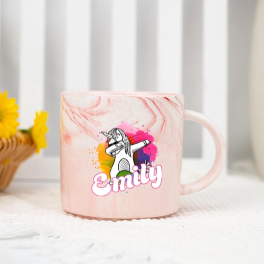EMILY - Beautiful name with dabbing unicorn Marble Mugs