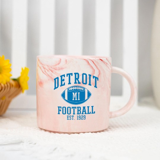 Detroit Football Vintage Michigan Retro Lion Marble Mugs