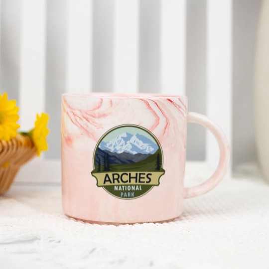 Cool Vintage Retro Arches National Park Mountain Marble Mugs