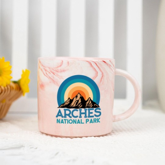Cool Vintage Retro Arches National Park Mountain Marble Mugs