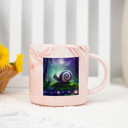 Spiral Moongazing Snail Ombre Aqua Lavender sky Marble Mugs