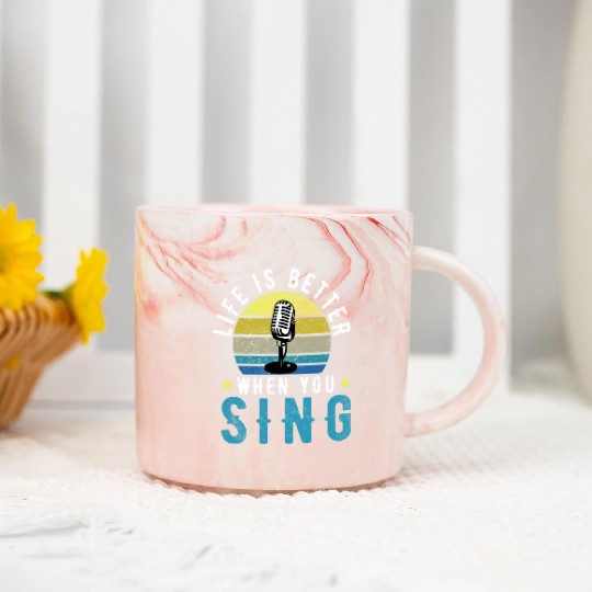 Vintage Graphic OF Life Is Better When You Sing Marble Mugs
